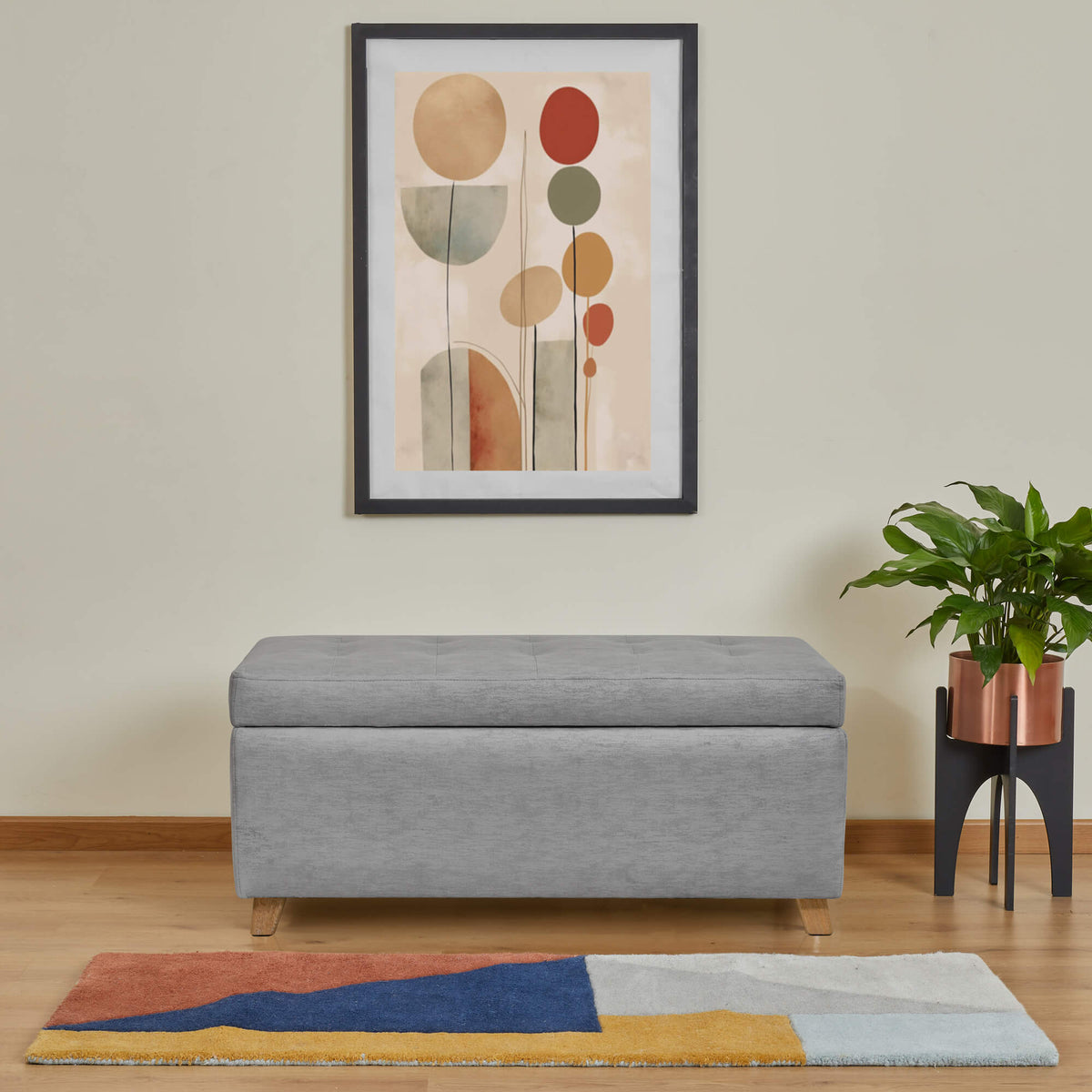 Puff Bodega Rectangular York, color Plata