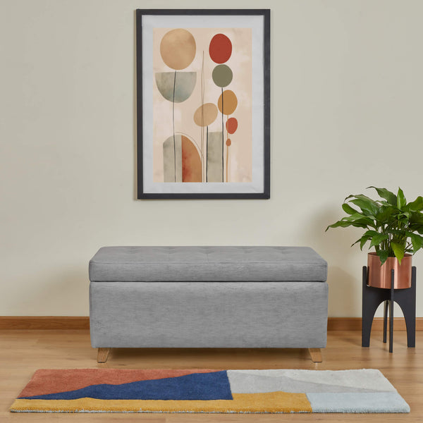 Puff Bodega Rectangular York, color Plata