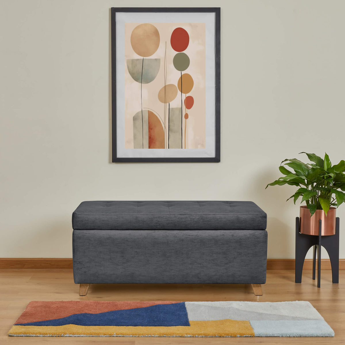 Puff Bodega Rectangular York, color Plomo