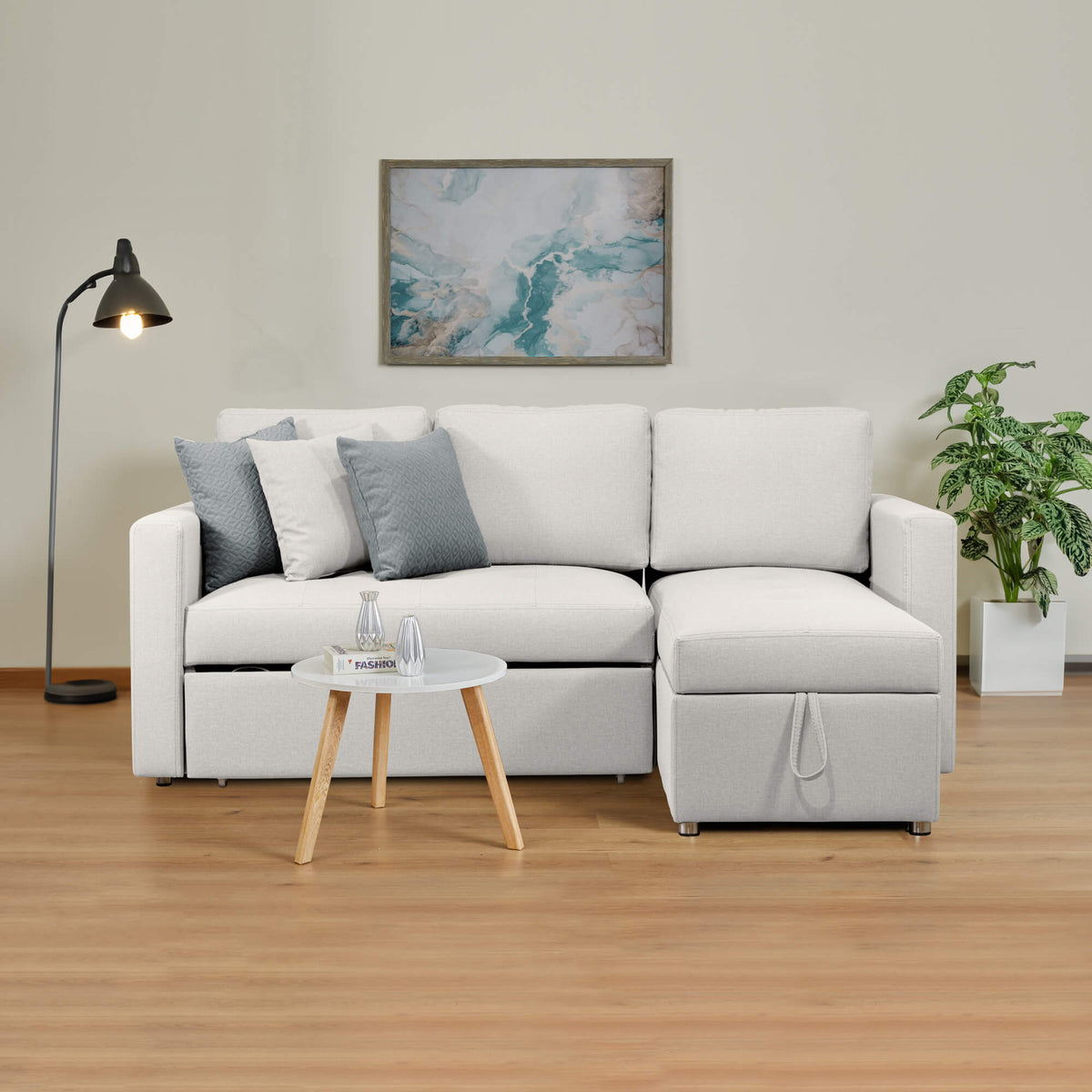 Sofá Cama Berlin Vértigo, color Blanco Puro
